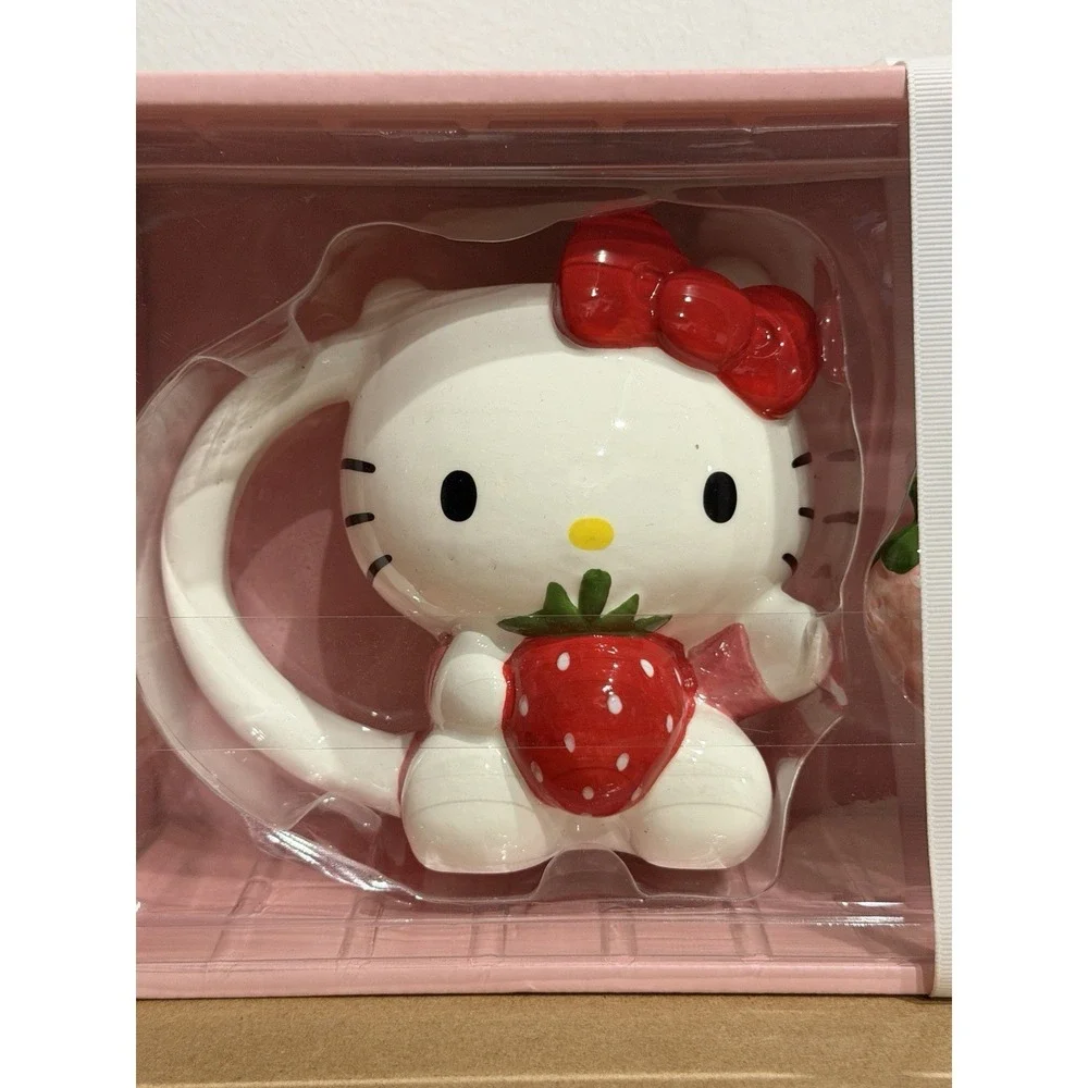 Hello Kitty Ceramic Mug and Figurine Set with Strawberry Design - Picture 3 of 6